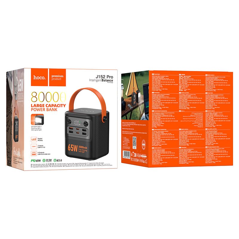 Hoco Pro Power Bank 80000mAh – 65W Fast Charging Portable Power Station