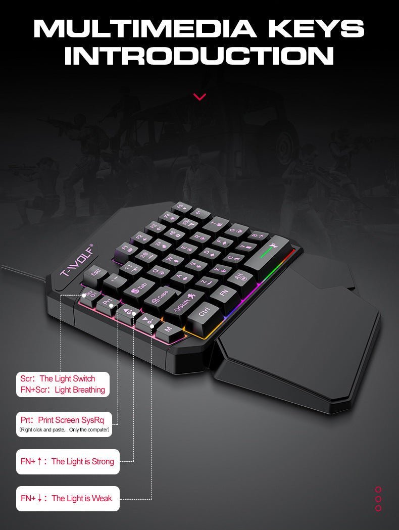 Lei Lang TF900 Single Hand Mouse Keyboard Suit